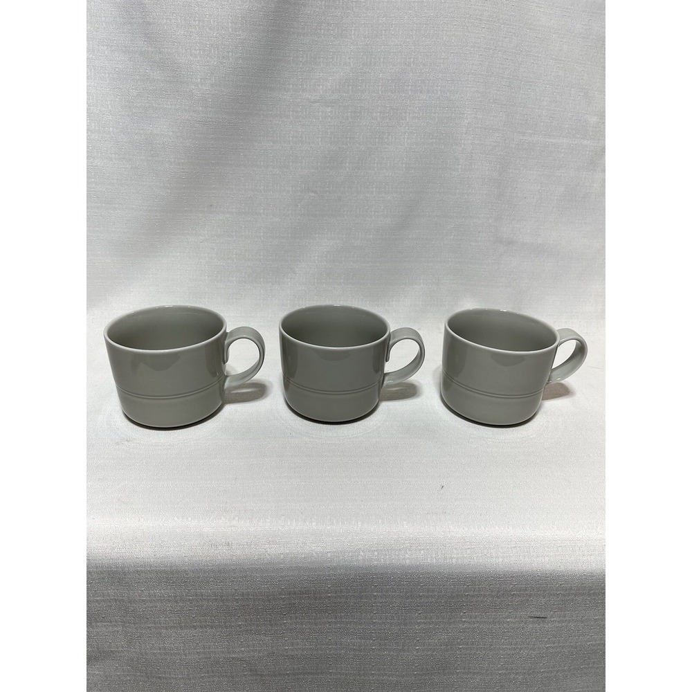 3 Crate & Barrel AARON PROBYN Light Gray Coffee Tea Mugs - Picture 4 of 9